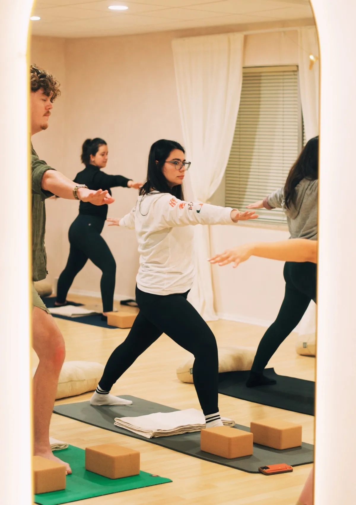 Warm and inviting yoga practice space